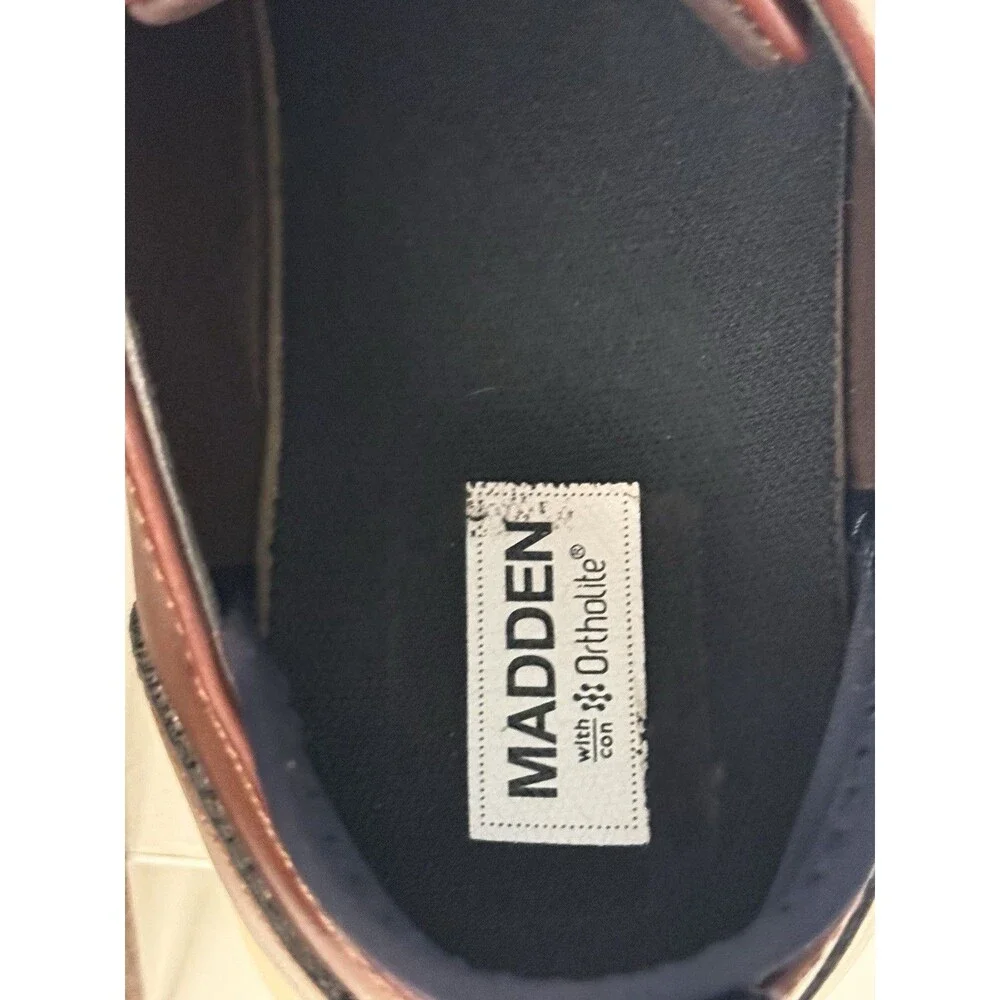 MADDEN Steve Madden Mens Brown Perforated Leather Derby Oxford Shoes Size 11 US